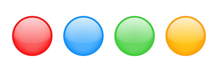 Buttons isolated vector colorful. Illustration of glossy glass buttons. Vector isolated object. Symbol collection.