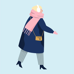 Isolated vector illustration of people wearing warm winter