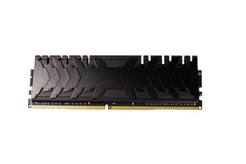 Modern random access memory DDR4 module isolated on white background