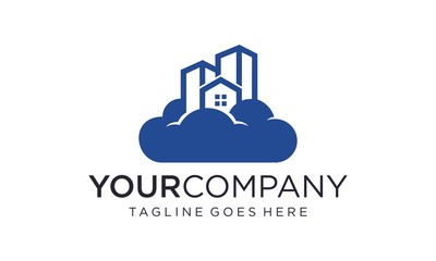 Cloud home logo design concept