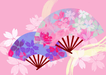 桜　春　扇　和柄イラスト