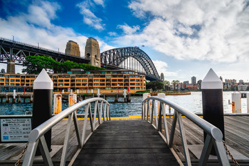 Sydney harbour bridge, Panorama view of Sydney city skyline with Sydney harbour bridge north shore...