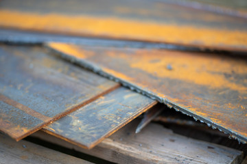 abstract background iron rust and fragmented steel segmants