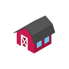 farm barn wooden house rural isometric icon