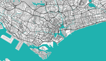 Detailed map of Singapore, Southeast Asia