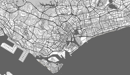 Detailed map of Singapore, Southeast Asia