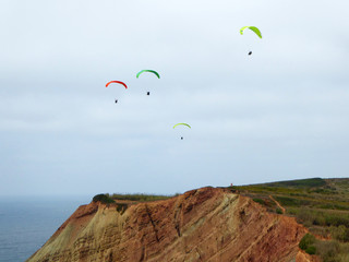Paragliders flying at Gralha, Portugal	