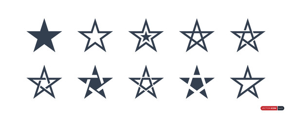 Set Of Star Icons Star Logo Flat Vector Illustration