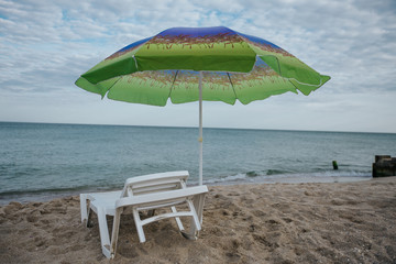 Tropical beach background as summer landscape with Beach chair and beautiful sea view