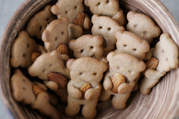 Gingerbread cookies biscuits bear with paws almond
