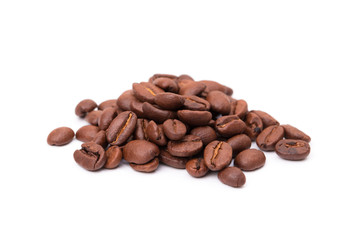 Coffee beans isolated on a white background area for copy space.