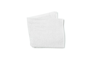 Grey towel isolated on white background, top view