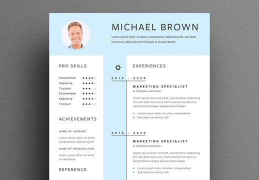 Blue Resume Layout with Timeline