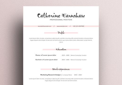 Resume Layout with Pink Accents