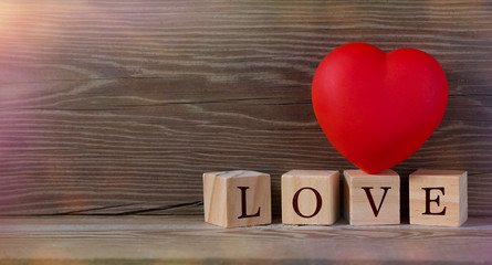 '' Love '' sing on wooden cubes