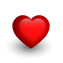 Red heart with glossy effect. A symbol of love and St Valentines Day. 3D vector illustration