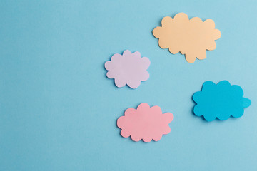 beautiful blue background with light clouds of paper