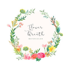 beautiful floral wreath watercolor