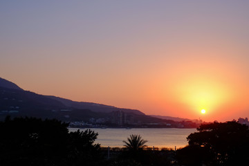 sunset in mountains, Tamsui, Taiwan.