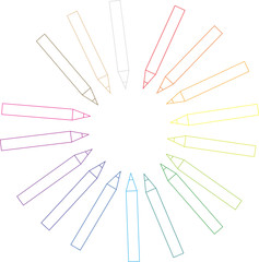 Obraz premium カラフルな色鉛筆のサークルの線画