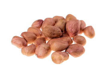 Peanuts, a great comfort food and snack on white background