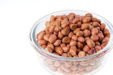 Peanuts, a great comfort food and snack on white background