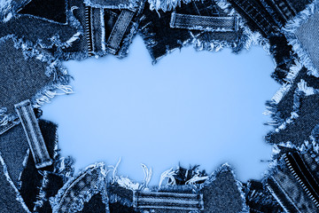 Denim jeans fabric patches.