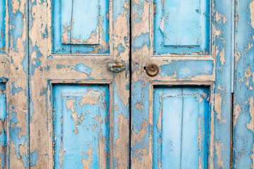 blue old door locked