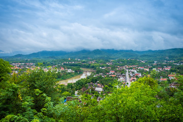 Fototapeta na wymiar beautiful view of river and mountain at LuangPrabang, Laos