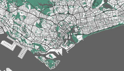 Detailed map of Singapore, Southeast Asia