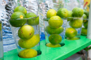 Lemon water on display for sale.