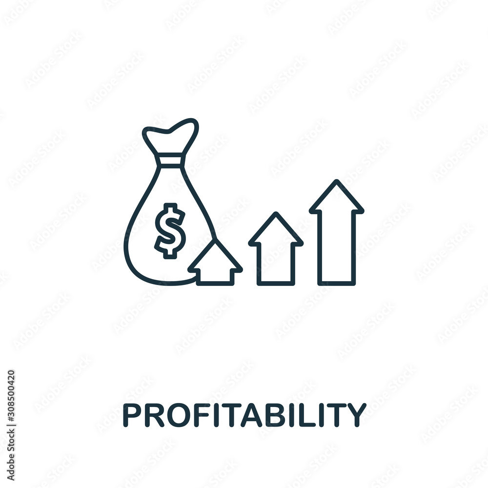 Poster profitability line icon. thin style element from business administration collection. simple profitab