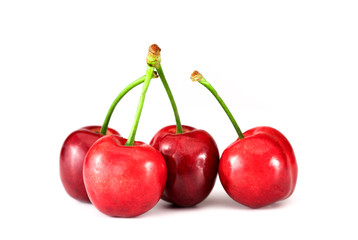 sweet cherries on a white background