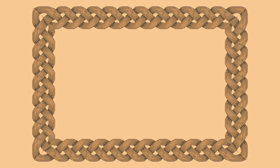Woven Ropes frame or border with rectangle shape with copyspace for your design. Vector illustration.