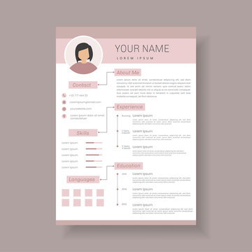 Professional resume template design and letterhead / cover letter. Stylish CV set for women
