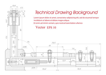 Mehanniko engineering drawing .Bolts and nuts in the drawing .Technological banner for design .Vector illustration .