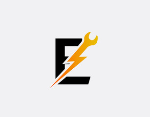 Fast Service E Letter Logo, Flash E Icon
