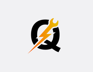 Fast Service Q Letter Logo, Flash Q Icon