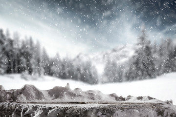 Winter background of snow and free space for your decoration. 