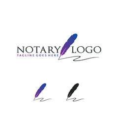 Fototapeta premium Creative Notary Logo With Feather Vector