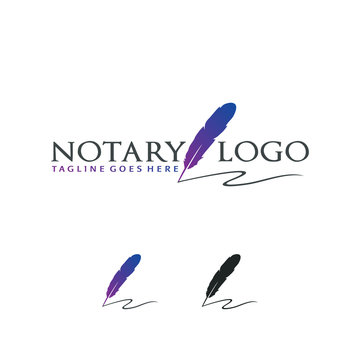 Creative Notary Logo With Feather Vector