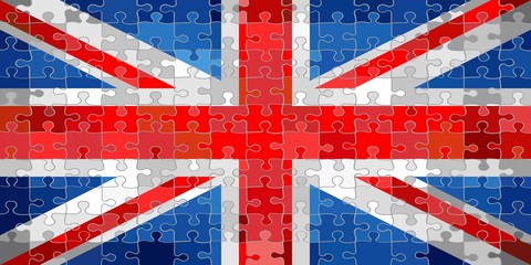 United Kingdom flag made of puzzle background - Illustration