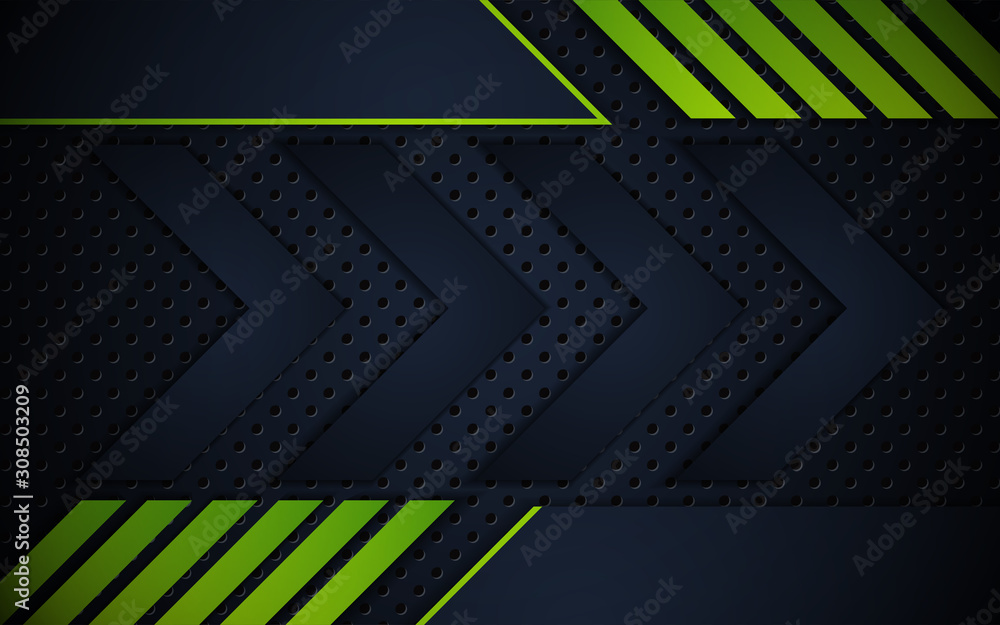 Aufkleber abstract green triangles shapes on dark frame design innovation technology concept layout background