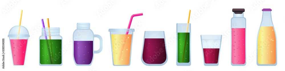 Aufkleber smoothie icons set. cartoon set of smoothie vector icons for web design