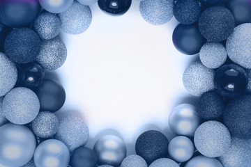 Christmas flat lay scene with glass balls