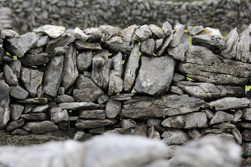 Strong Irish stone wall in County Galway along the Wild Atlantic Way