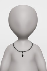 3D Render of Cartoon Character with Necklace