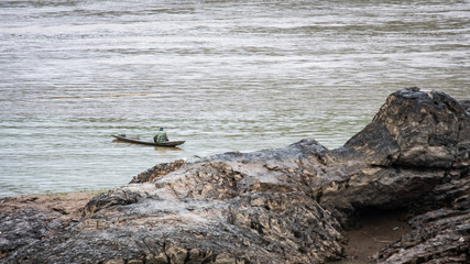 beautiful view of river and mountain at LuangPrabang, Laos