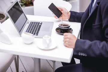 Close up of young man that being in cafe