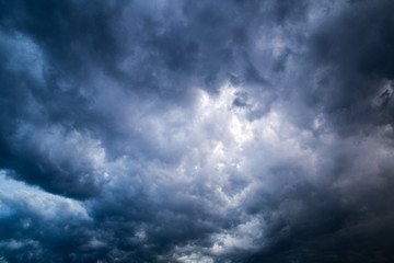 dark cloudy sky above sea before storm is coming